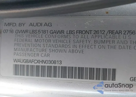 2017 Audi A6 2.0T Premium из США, поврежденный, VIN WAUG8AFCXHN030813